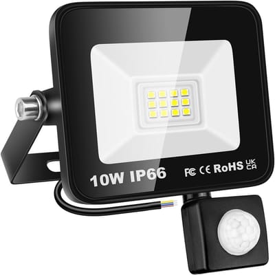 10W LED Buiten Schijnwerper met Bewegingsmelder - Koel Wit Veiligheidsverlichting voor Tuin en Garage