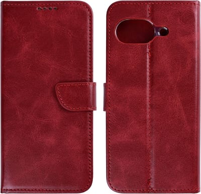 Rixus Bookcase For Google Pixel 10a Dark Red