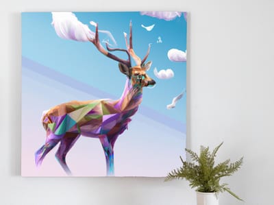 Geo deer | Geo Deer | Kunst - 80x80 centimeter op Dibond | Foto op Dibond