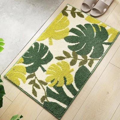 Antislip Vloermat Nieuw Bladpatroon Zachte Badkamermat Kwaliteit Huisdecoratie Absorberend Slaapkamer Hal Toiletkleed Badmat yellow