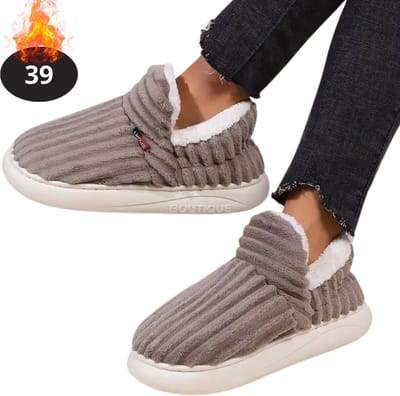 Nivard Warme Pantoffels - Sloffen - Slippers - Dames - Heren - Pluche - Maat 39 - Koffie