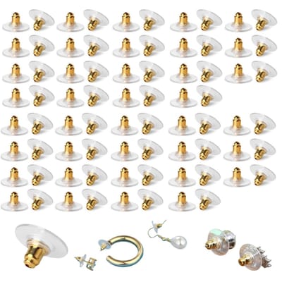 100 stuks Oordopjes - Oorbelhouders - Sieradenaccessoires - Vervangende oordopjes voor oorstekers - Oordopjes voor gaatjes in oorbellen - Schijfvormige oordopjes - Voor oorstekers, oorbellen met gaatjes (10,2*6,1 mm - Goud)
