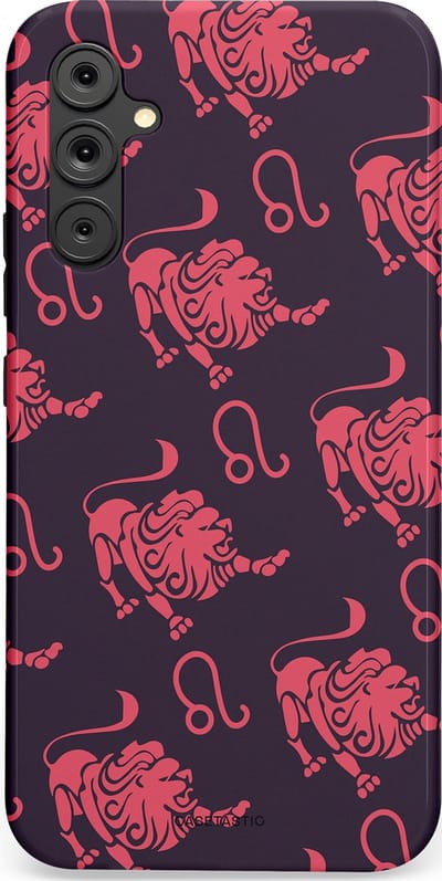 Casetastic Hoesje Geschikt voor Samsung A34 (5G) - Stijlvolle Beschermende Duo-layer Case - Zodiak leeuw