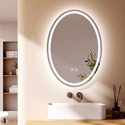EMKE Spiegel met Verlichting - Ovaal - Touch & Dimbaar - 3 Lichtkleuren - Anti Condens - 60x80cm - Douchespiegel
