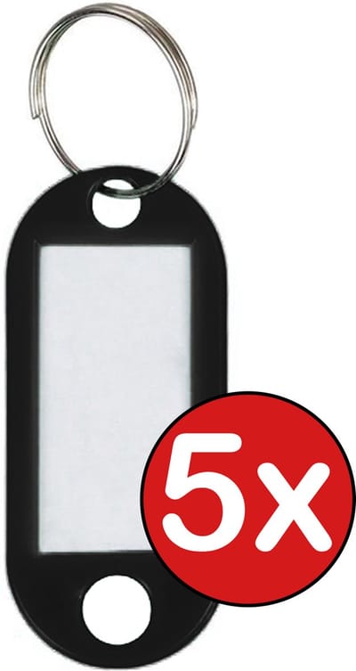 Sleutellabels Sleutelhanger Bagagelabel Sleutellabel Gekleurde Naamlabels Label - Zwart - 5 PACK