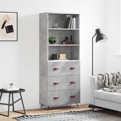 vidaXL - Hoge - kast - 69,5x34x180 - cm - bewerkt - hout - betongrijs