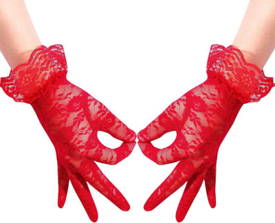 Elegante Korte Kanten Handschoenen voor Dames - Visnet Design - Prachtige Pols Bruids Handschoenen voor Bruiloft, Tea Party, Prom en Cosplay - Vintage Jaren '20 Stijl