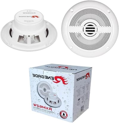 KIT SET VOOR RENEGADE RXM62W 2 coaxiale marine speakers 2-weg, 6,5" 16,5 cm 165 mm, 100 watt rms 200 watt max, 3 ohm, waterdicht, zee, boot, wit, in paren