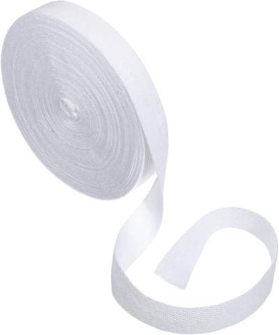 20 mm Eenvoudige Vouw Biasband, 20 m Witte Katoenen Biasband voor Naaien, Afwerken en Creatieve Projecten