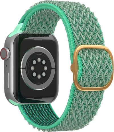 Nylon bandje - geschikt voor Apple Watch 1/2/3/4/5/6/7/8/9/10/11/ SE (1,2,3) met maat 38 mm / 40 mm / 41 mm en 42 mm (Watch 10/11) - mintgroen
