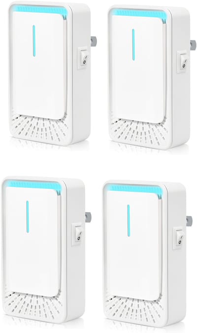 Plug-in luchtreiniger - Negatieve ionentechnologie - Stille werking voor thuisgebruik - Negatieve ionenluchtreiniger voor slaapkamer, kantoor, dierenkamer, badkamer4 stukken in wit