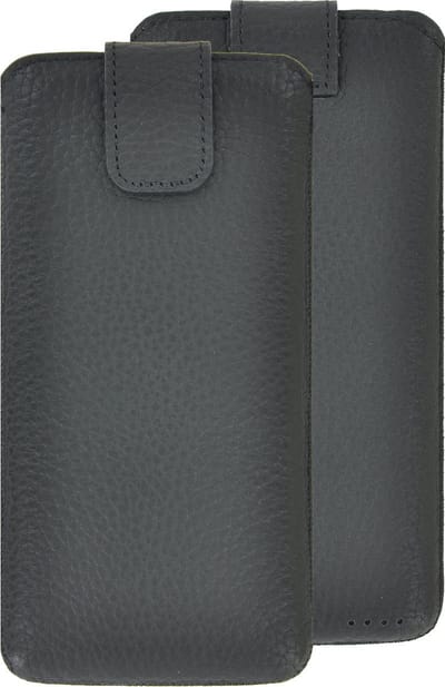 Geschikt voor iPhone 7 insteekhoesje zwart pouch van echt leer