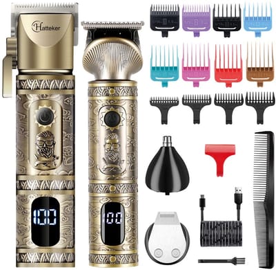 Hatteker Professionele 3-in-1 Tondeuse Set voor Mannen – Draadloze – Haartrimmer, T-Blade Trimmer en Neustrimmer – Complete Grooming Set