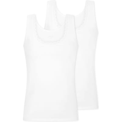 Uncover by Schiesser - 2PACK Top Cotton Lace - Onderhemd Dames - wit