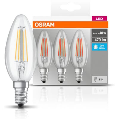 OSRAM LED kaars E14 4W filament 4.000K 470lm per 3
