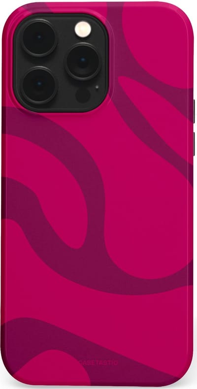 Casetastic hoesje geschikt voor Apple iPhone 14 Pro Max - MagSafe - Dubbellaagse bescherming - Violet Paarse Golven - Fashion Case - Roze