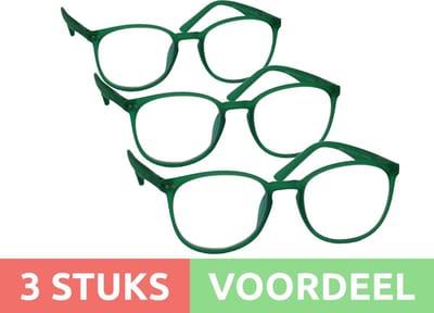 Computer bril - lichtgroen rond sterkte +1.0 - 3 stuks - blauw licht filter - blue blocker leesbril