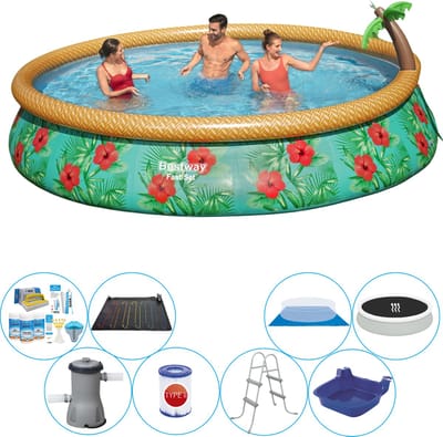 Fast Set Paradijs Bloemen Rond 457x84 cm - Deluxe Zwembad Set