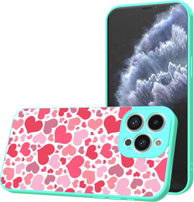 Smartphonica Telefoonhoesje Geschikt voor iPhone 11 Pro met Hartjes opdruk - TPU Back Cover Case Hearts Design - Turquoise geschikt voor iPhone 11 Pro