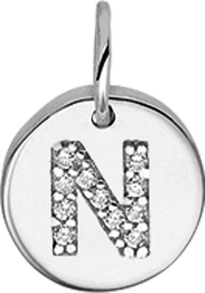 The Jewelry Collection Hanger Letter N Zirkonia - Zilver Gerhodineerd