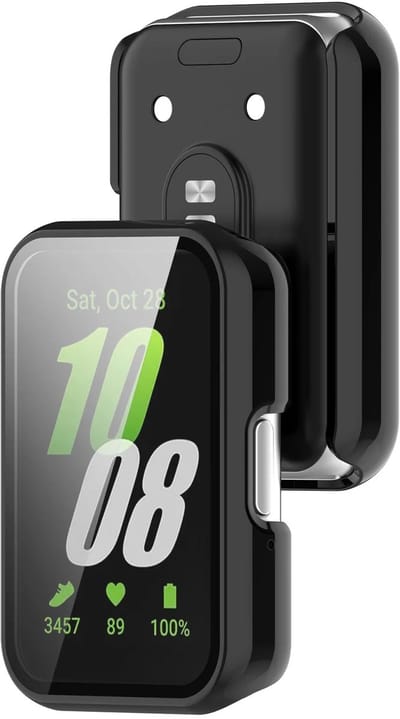 Strap-it hard case hoesje met glazen screen protector + USB-A oplader – geschikt voor Samsung Galaxy Fit 3 – stevige beschermcase & vervangende oplaadkabel