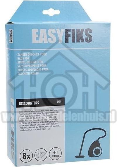 Easyfiks DI08 stofzuigerzakken - 8 stuks + 1 filter - Geschikt voor Bestron Compacto - Amigo - Rapido en Dirt Devil series Cooper - Swiffy - Piccolo - Picco Bello - nr. D00011 - ABG100STE - AS1300S - AS1500SB - ABC1300S