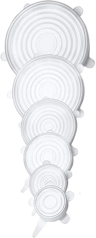 Set van 6 Flexibele Siliconen Deksel, BPA-vrij, Universele Deksel voor Magnetron, Oven, Koelkast en Vaatwasser