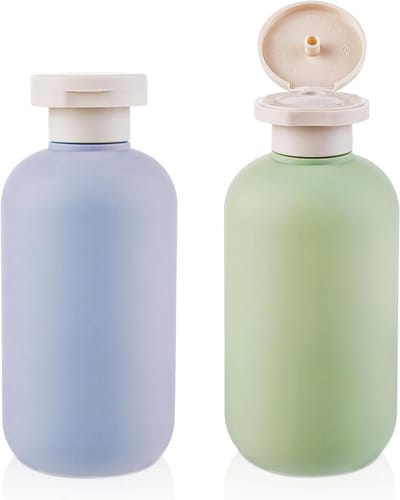 Famanu – Knijpflessen 2-pack 200 ML Hervulbare plastic reiscontainers lege flessen met schijftop flip-cap reisaccessoires voor shampoo - crèmes - lotion - conditioner