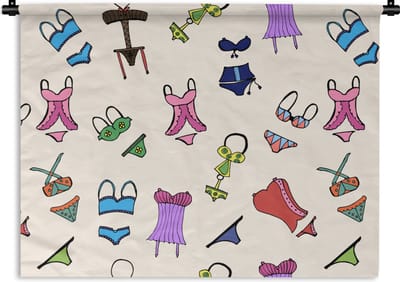 Wandkleed - Wanddoek - Lingerie - Ondergoed - Patroon - 60x45 cm - Wandtapijt