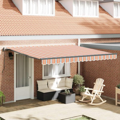 vidaXL - Uitschuifbare - luifel - Meerkleurig - 400 - × - 300 - cm - Stof - en - Aluminium