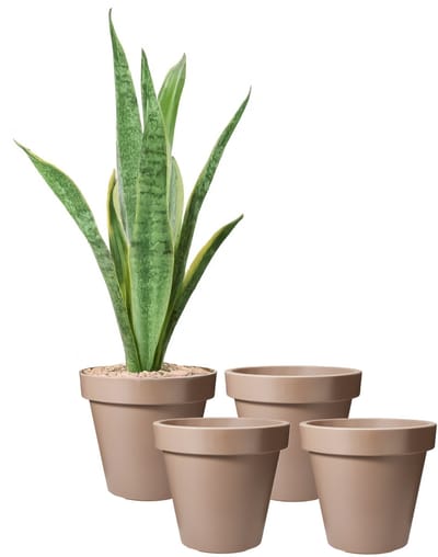 Pro Garden Bloempot - 4x - mokka bruin - rond - D40 cm - kunststof - plantenpot - tuin buiten