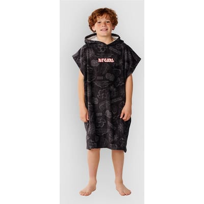 2026 Rip Curl Junior Sessies Hooded Handdoek - Washed Black