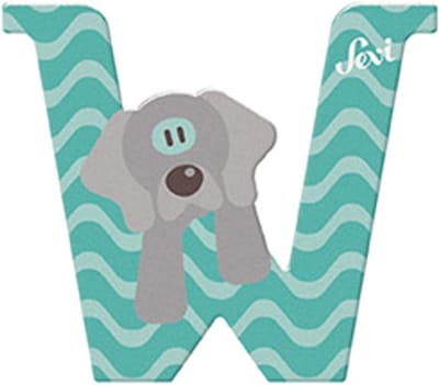 Houten Boekhouder - Deurstopper Kinderkamer - Kinderen Leren Alfabet - Handgemaakt Met 12 Kleuren - 100x70x10 Millimeter - Hond Thema