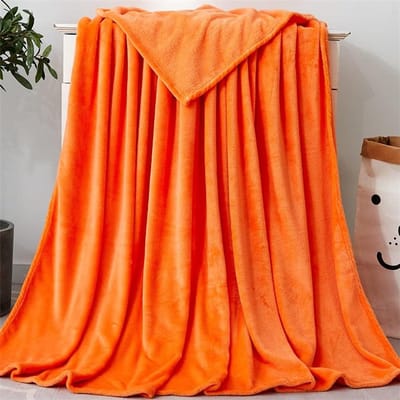 Fluffy Cuddly Dekentje van Superzachte Flanel Fleece, Ideaal als Sofa Dek, Bed Cover of TV Dekentje in Oranje Kleur