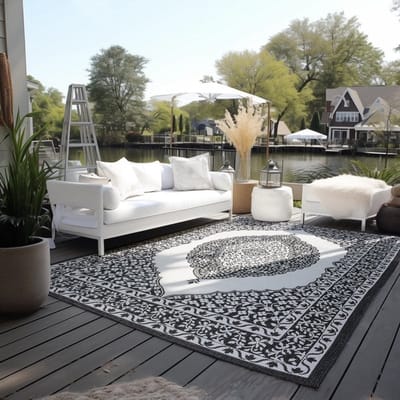 Flycarpets Elle Decoration - Binnen & Buitenkleed - Omkeerbaar - Meekly - Zwart - 160x230 cm