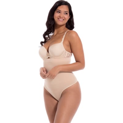 MAGIC Bodyfashion High Waist Comfort Thong Dames Corrigerend ondergoed Latte - Maat L