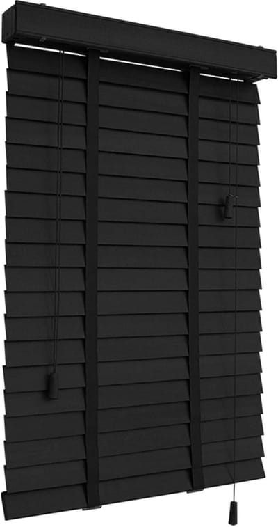 Houten Jaloezieën - Raambekleding Zonwering - Privacy Creëren - Massief Lindehout - 50 mm Lamellen - Zwart