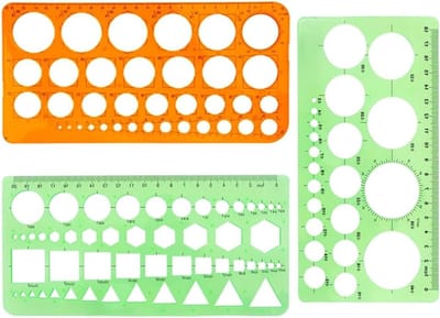 Set van 3 Tekenmalen en Meetlatten voor Quilten en Tekeningen - Multifunctionele Geometrische Stencils en Cirkelmallen voor Nauwkeurige Creaties