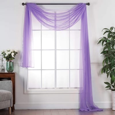 Transparante Voile Sjaal - Decoratie Stof - Feestelijke Decoratie - Machinewasbaar Materiaal - 54 x 216 cm - Lila