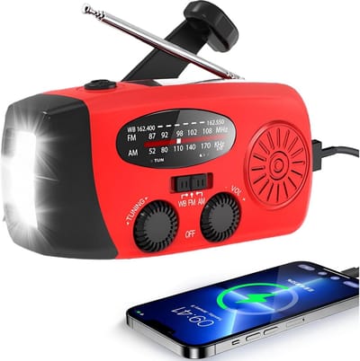 Draagbare Weerradio met Zonnepaneel en Handslinger voor Noodsituaties