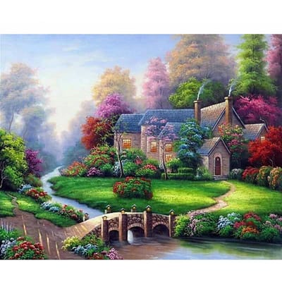 5D bricolage diamant forêt ruisseau diamant mosaïque point de croix strass décoration 20X30CM gray