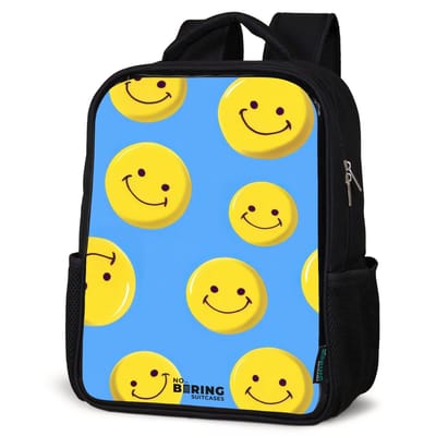NoBoringSuitcases.com® - Rugzak zwart - Schooltas jongen & meisje - Vrolijke smileyregen - Rugtas voor school - Boekentas kind - Schoolrugzak - Kinderrugzak