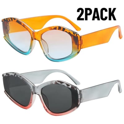 2PACK Lunettes de Soleil Tendance Œil de Chat Femmes Dégradé Multicolore Lunettes de Soleil Vintage Lunettes de Soleil Mode Designer Haut de Gamme Protection UV 400