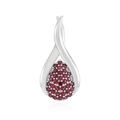 Cavill - Zilveren Hanger met 34 Rode Spinelstenen - 925 Sterlingzilver Platina Coating - 1,82 ct - Druppelvorm - Luxe Edelsteen Sieraad