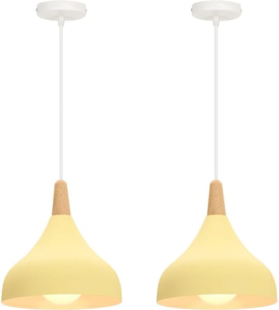 2 Stuks Hanglamp Moderne Slaapkamer Scandinavische Kroonluchter voor Woonkamer Keuken Restaurant Lichtgeel