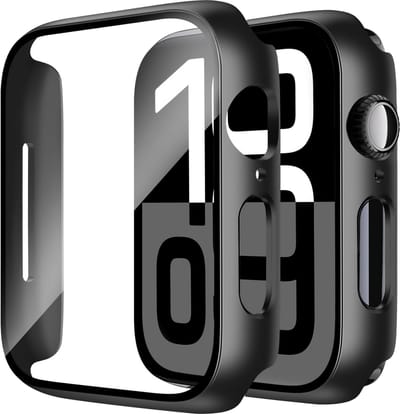 Cazy hoesje geschikt voor Apple Watch 42mm - Hoesje met Screenprotector - Zwart