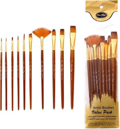 10 DeIige PenseIen set - Kwasten Set - Voor hoby schilderen met acryI - Verven - Schilderen - Professionele Penselen set - LOUZIR