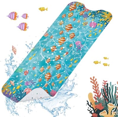 Antislip Babybadmat voor Badkuip - Extra Lange 100 x 40 cm Badmat met Zuignappen