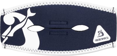 Gordelbescherming voor duik- en snorkelmaskers - neopreen - marineblauw/wit - uniseks - volwassenen - eenheidsmaat Snorkelmasker