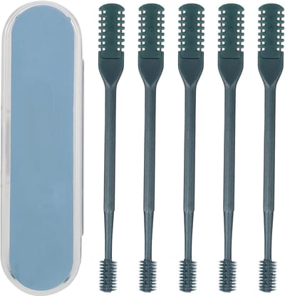 Neushaartrimmer, set van 5 stuks, neushaartrimmer met twee koppen en reiniger, roterende neushaarreinigingsborstel, niet-elektrisch, unisex voor volwassenen, alle leeftijden, volwassenen
